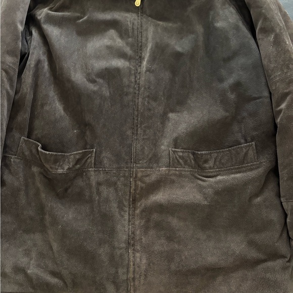 Vintage 90s Womens Reversible Suede Brown Leather Faux Fur Jacket - Picture 2 of 6